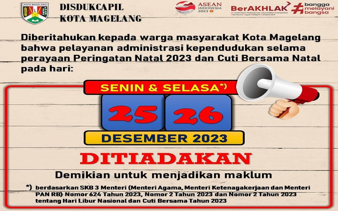 Pengumuman Pelayanan Adminduk Dan Desember Ditiadakan